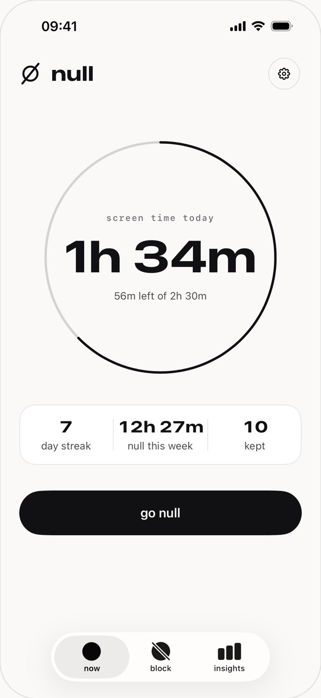 null app screen: Light Mode